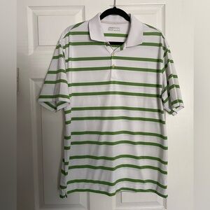 Nike Golf Fit Dry large Green and White Striped Polo